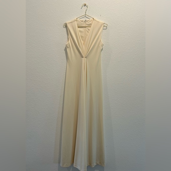 Vintage beige Cream Sleeveless formal maxi Dress size 12 - Picture 1 of 8